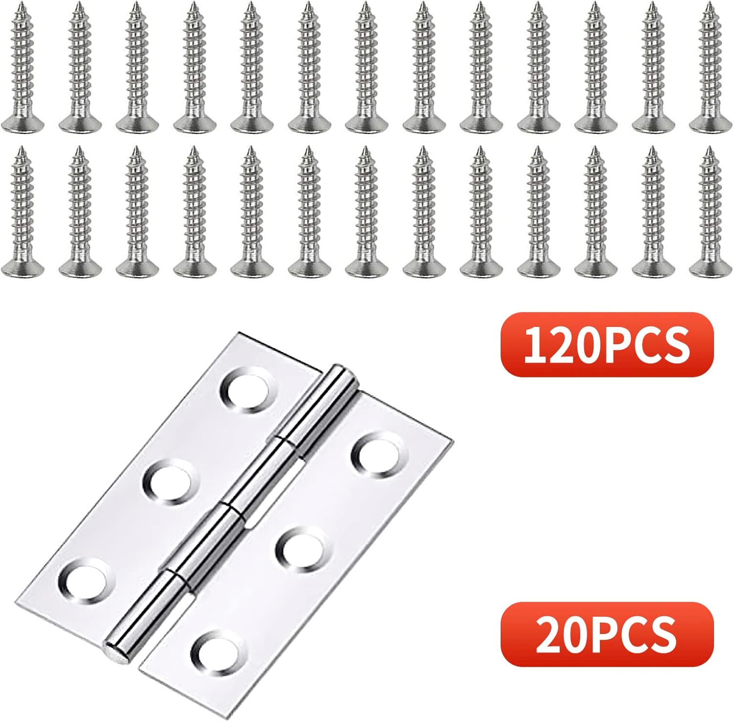 20Pcs 2 Inch Stainless Steel Folding Hings for Wooden Box Small Crafts or Lightweight Projects assigned 120 Screws