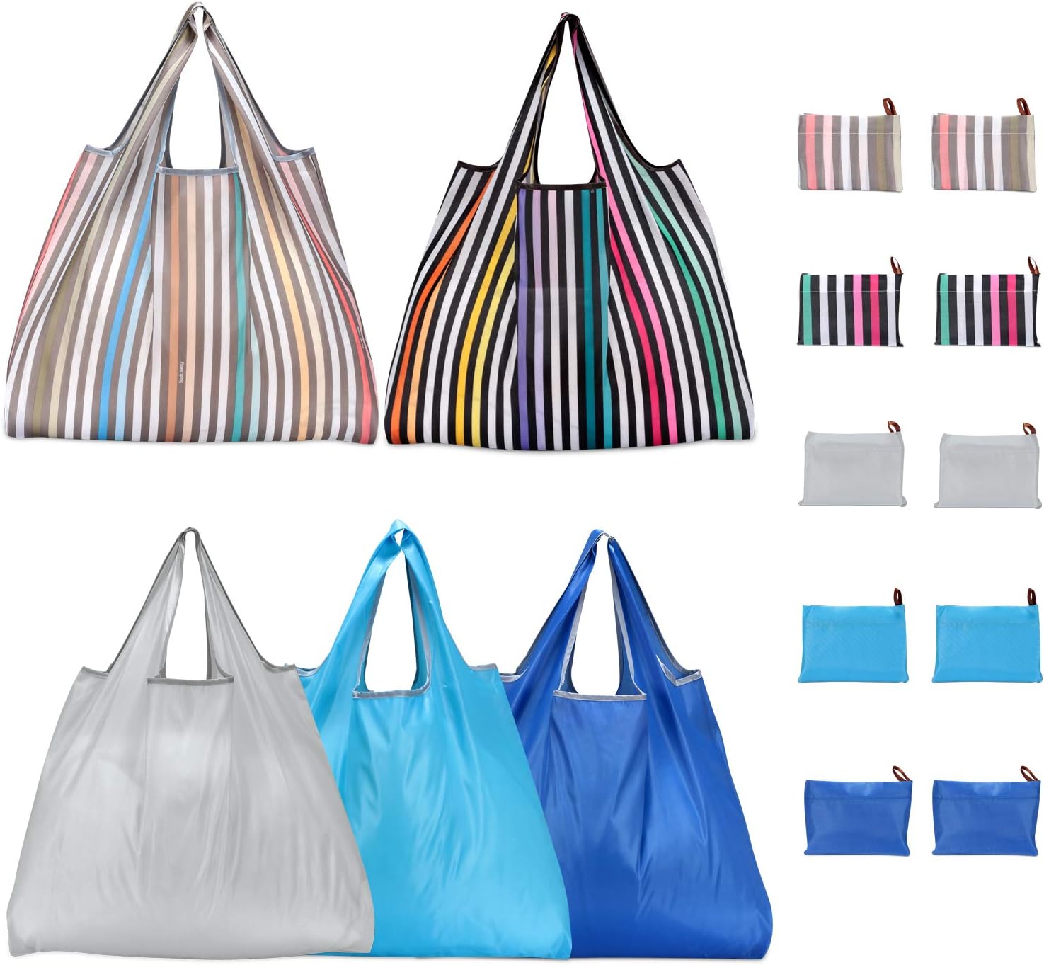 Reusable Grocery Bags, TEOYALL 3 Pack Eco Friendly Large Foldable Grocery Tote Bag Heavy Duty Washable Shopping Bags (10 Pack#1)