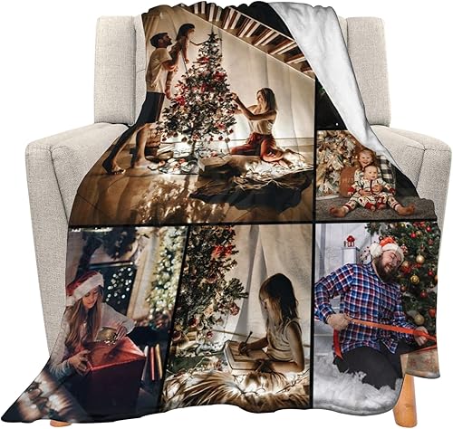 Vista 12 de Manta personalizada con texto fotográfico, regalo personalizado, 1-10 imágenes, manta personalizada para madre, padre, familia, amigos, Navidad, 1
