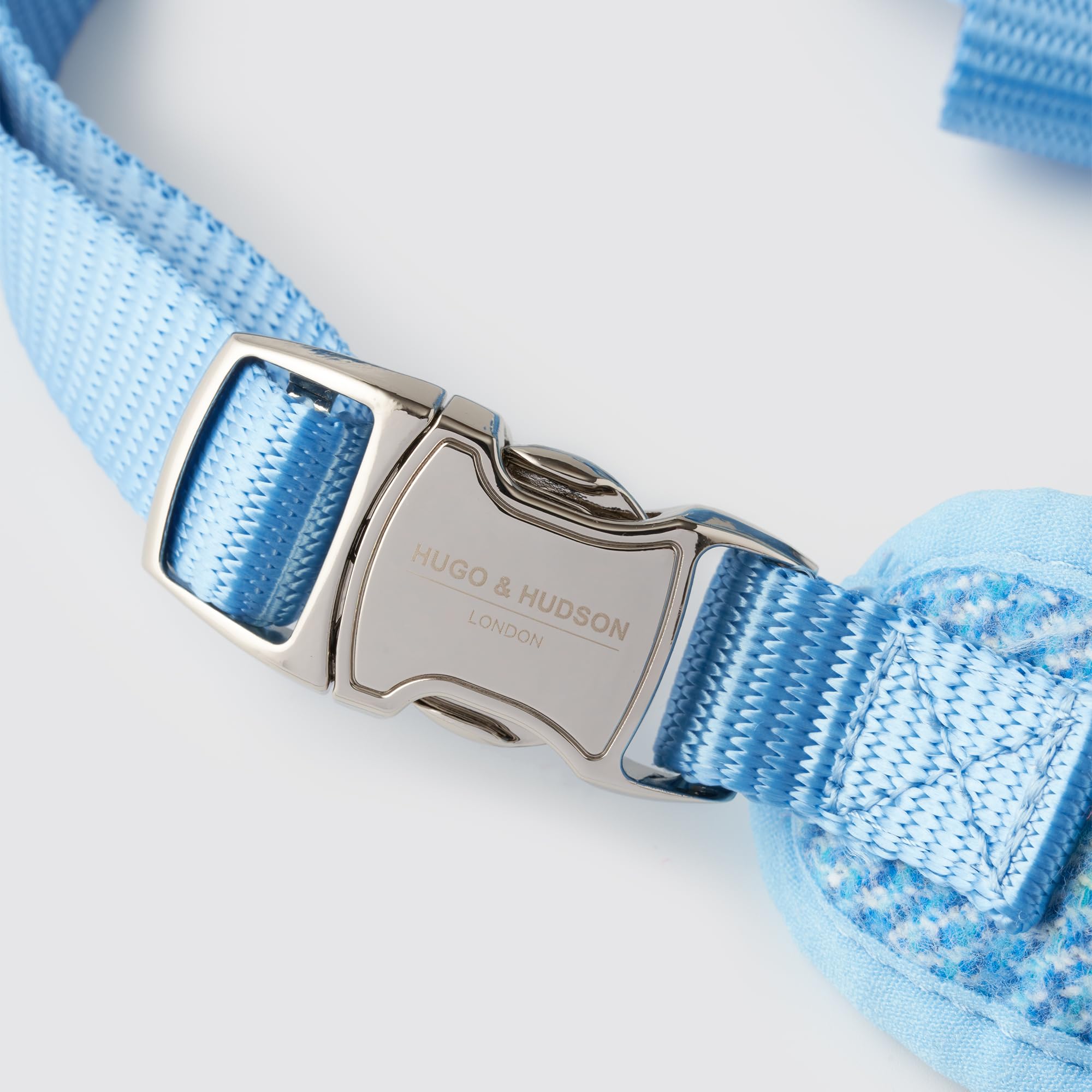 HUGO & HUDSON Tweed Dog Harness Adjustable Soft Padded No Pull Pet Vest with 2 Leads Clips, Blue, XS - Image 4