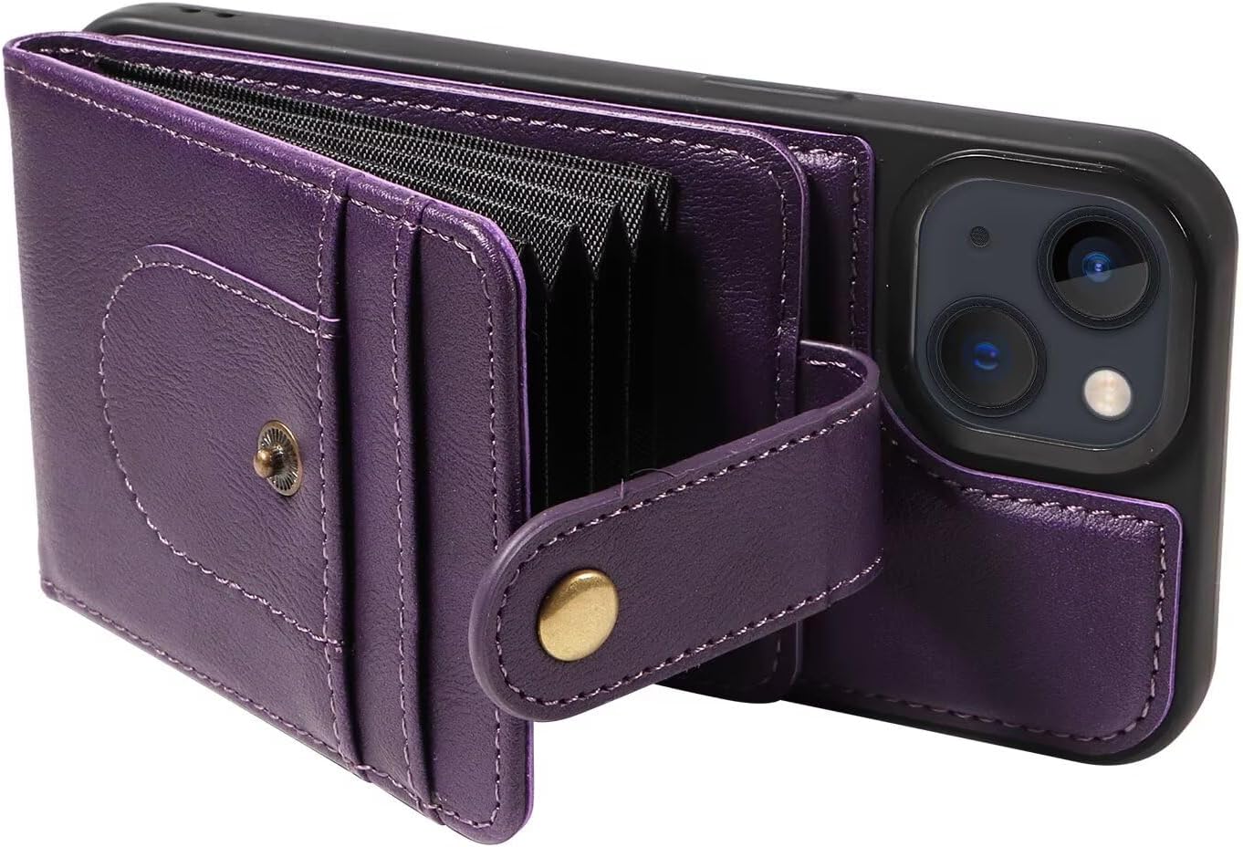 Caseurban Compatible with Magsafe 2 in 1 Detachable Wallet Case for iPhone 13/14 with Card Holder, Magnetic PU Leather RFID Blocking Kickstand Card Slots Case Shockproof Protective Phone Cover