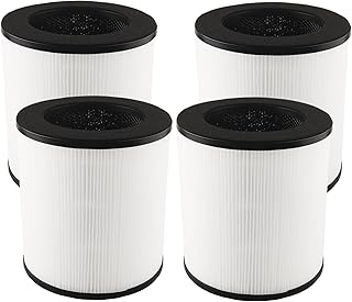 4 Pack KJ80 Replacement Filter Compatible with Druiap KJ80 Air Purifier, Upgraded 3-in-1 H13 Ture HEPA High-Efficiency Filter