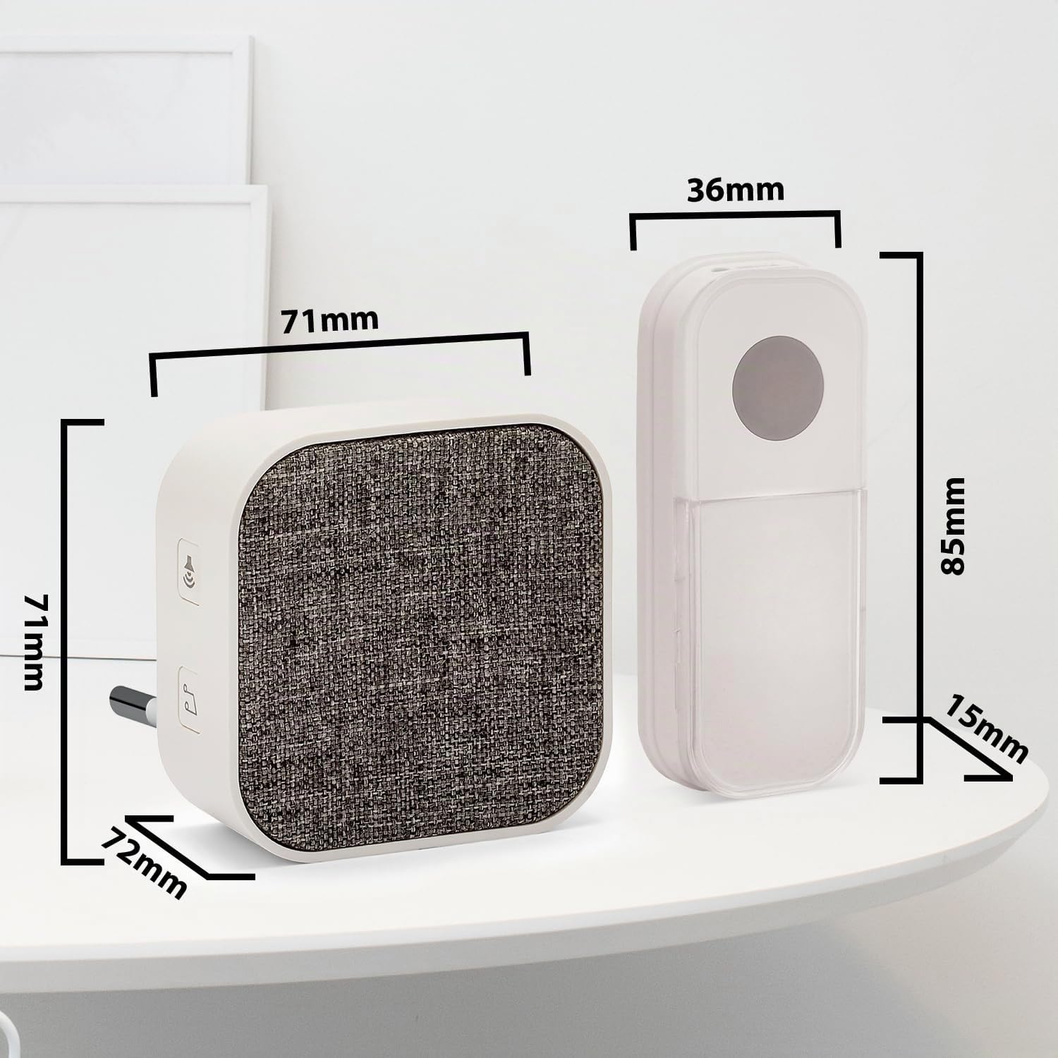 TAYLOR AC: Timbre inalámbrico con enchufe, 150m, 36 melodías. Blanco