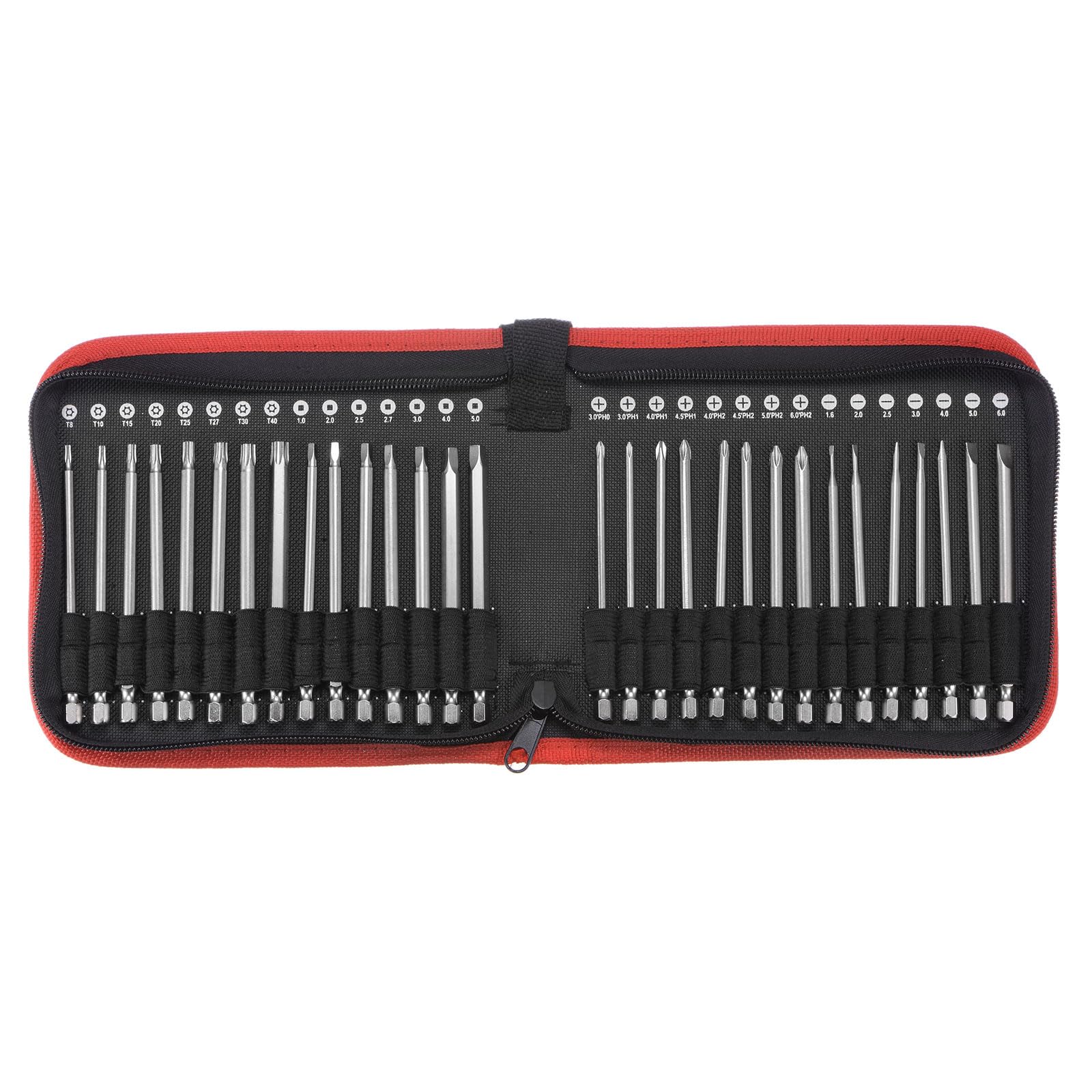 HARFINGTON Juego de 30 puntas de destornillador de 1/4 pulgadas, vástago hexagonal de 4 pulgadas de longitud, kit de taladro magnético de acero extra largo con puntas Torx cuadradas ranuradas