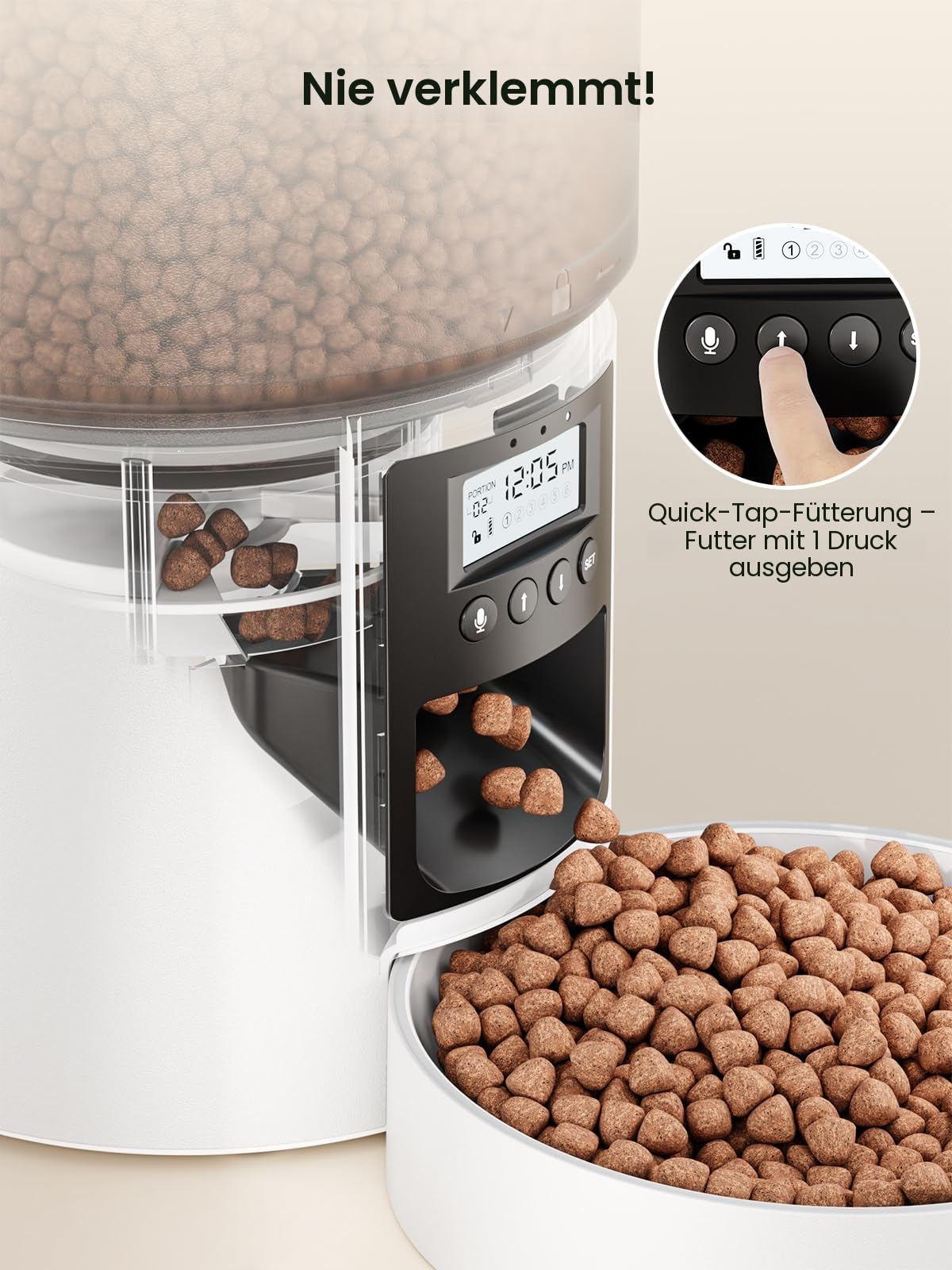 Anykuu Futterautomat Katze & Hund 4L Pet Feeder Cat mit Timer & Portionskontrolle 1-6 Mahlzeiten pro Tag Trockenfutterspender Hunde mit 10s Aufnahmefunktion für Kleine/Mittlere Haustiere