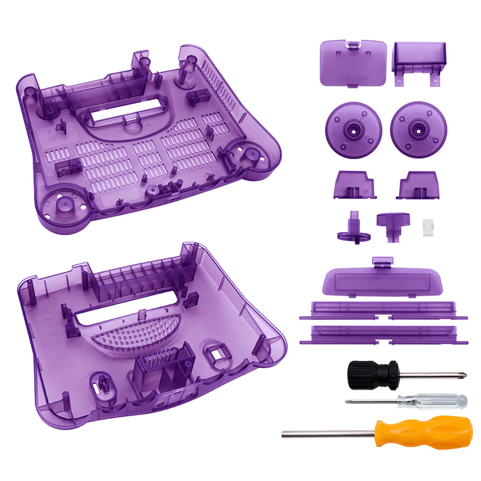 Game Console Replacement Case Retro ABS Sturdy Professional Replacement Shell for N64 (Púrpura Transparente)