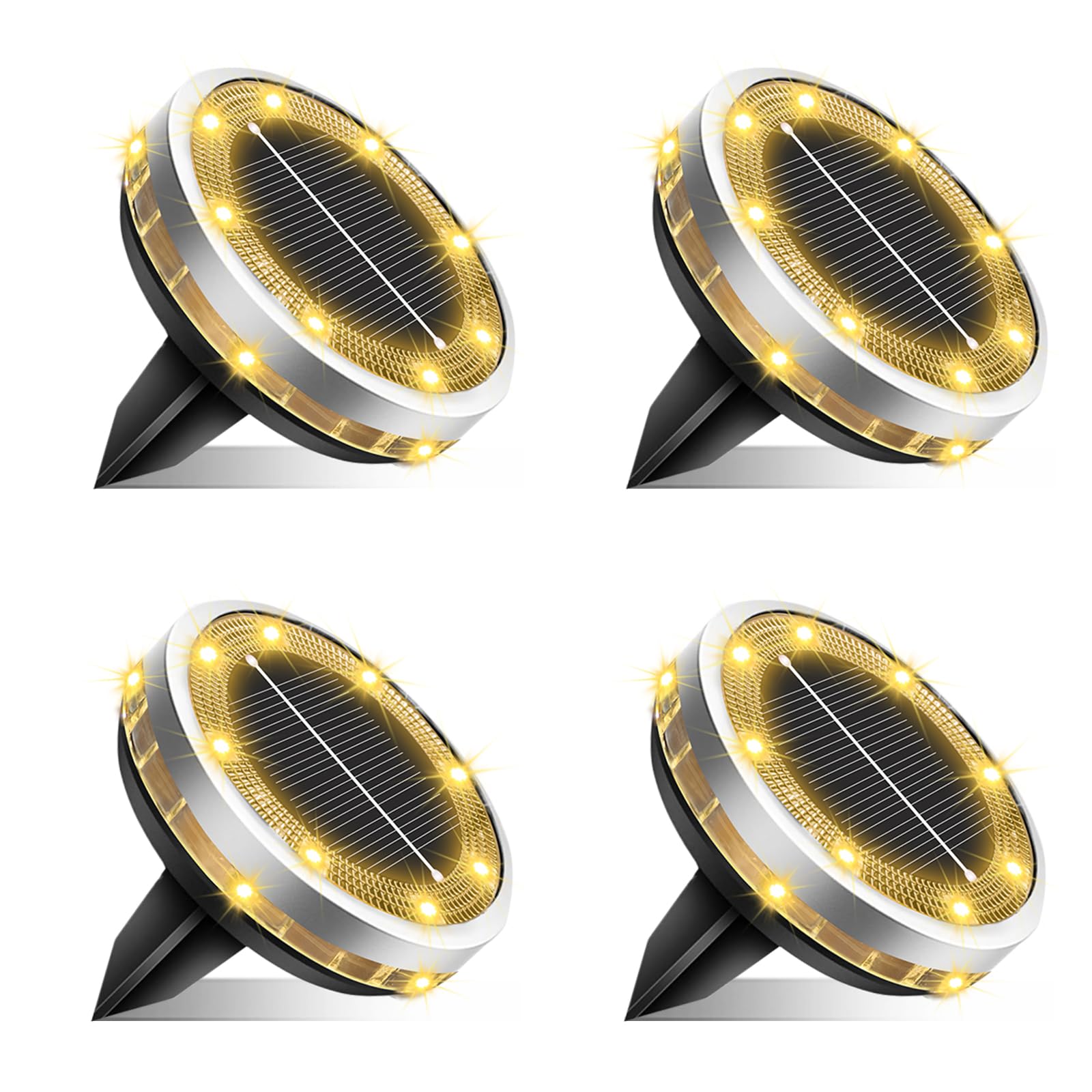 Bzavor 8 Stück IP65 Solar Bodenleuchte Aussen, Upgraded 8 Obere + 4 Seitliche LED-Lichtperlen Solarleuchten Garten, Bodenleuchten Außen Wasserdicht, Solarlampen für Außen,Boden Solarleuchten