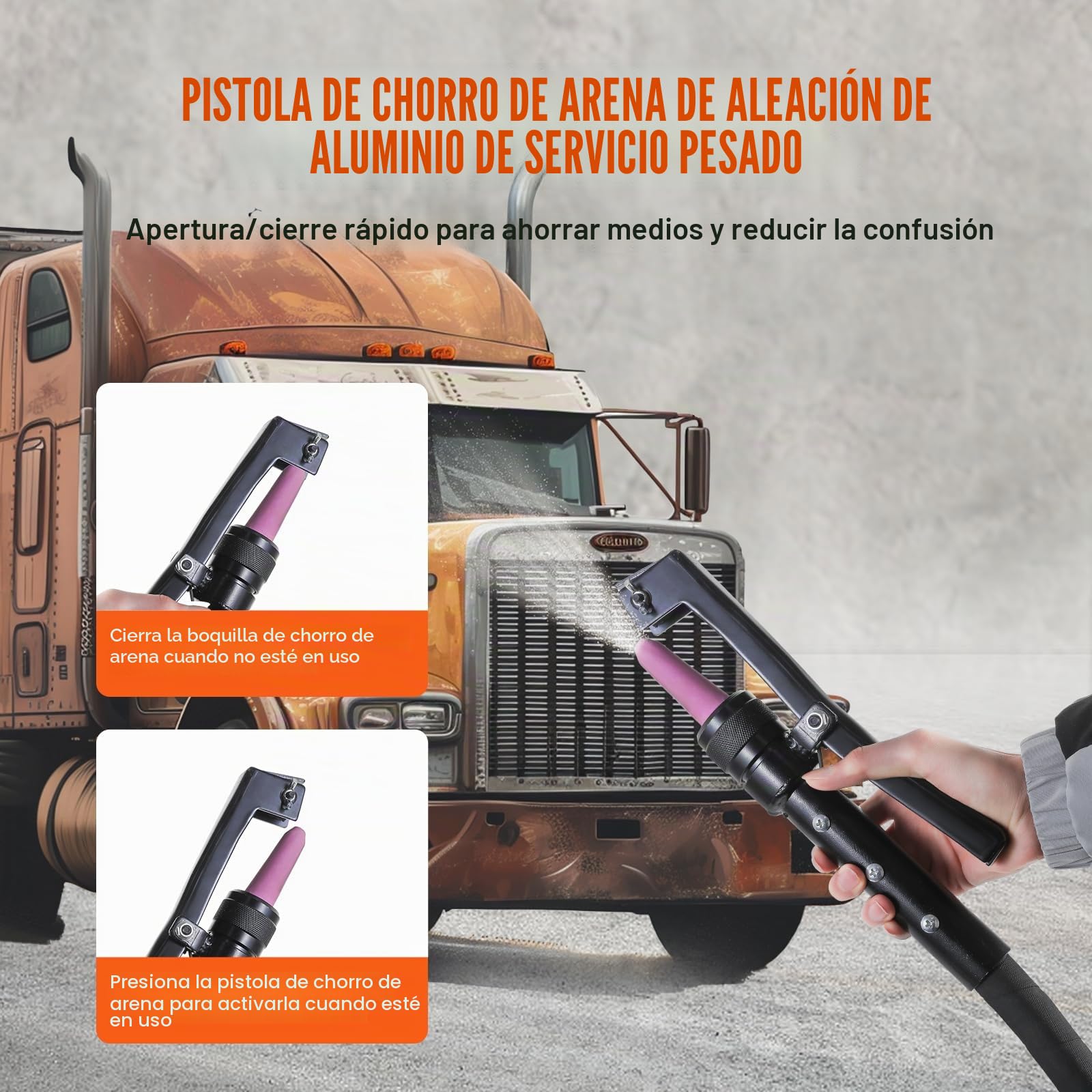 VEVOR Kit de Chorro de Arena de Alta Presión 60-110 PSI Tanque de Chorro de Arena Abrasivo Portátil 137 L con 2 Boquillas de Cerámica y Separador de Agua y Aceite para Eliminar Pintura, Manchas, Óxido