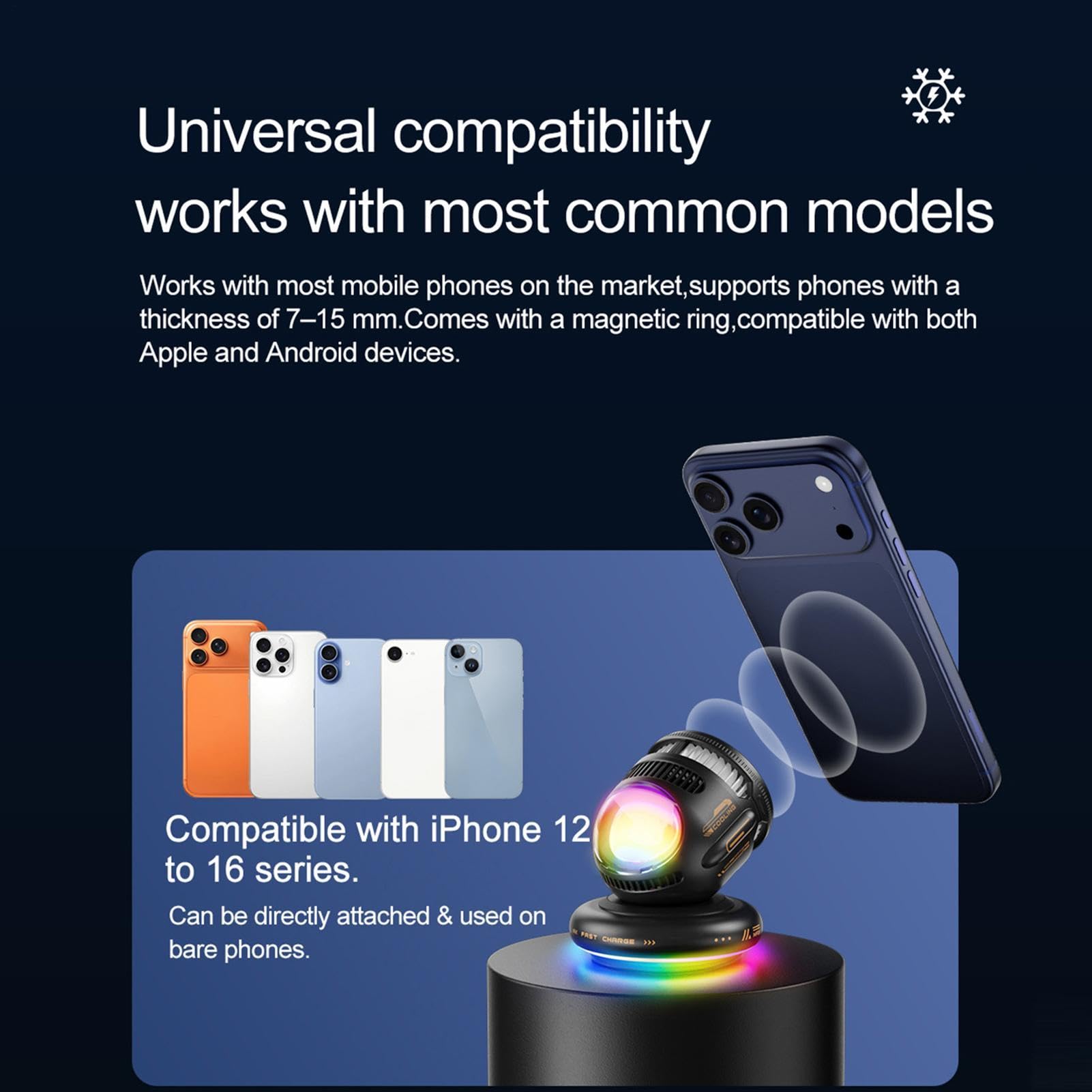 Supporto magnetico per cellulare con RGB e base lavabile, senza fili