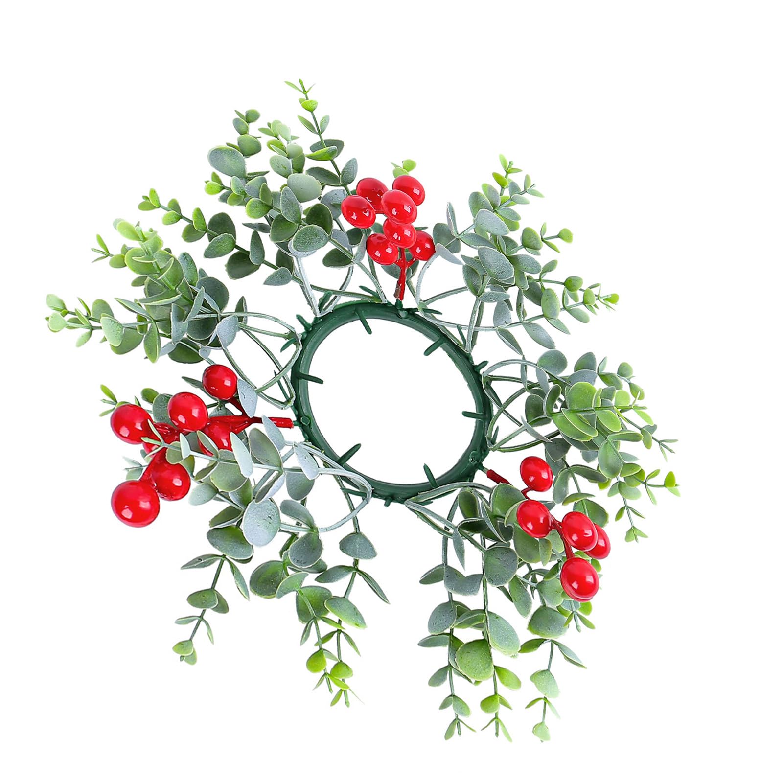 Jazuaiao Christmas Artificial Berries Holder Rings Candlestick Wreath Decoration for Festivals Party Home Centerpieces Festival Enhancers