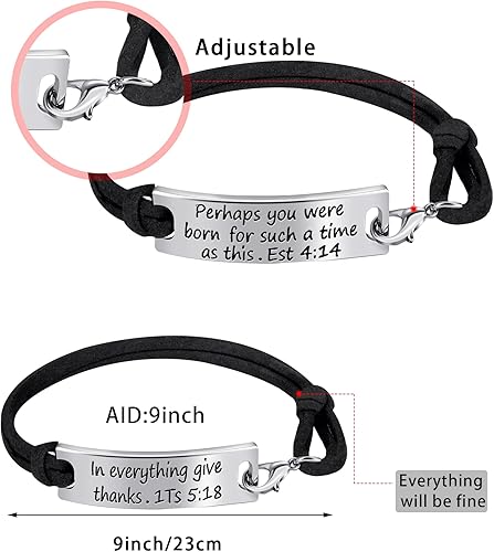 Miniatura 2 de SATINIOR 20 pulseras de mensaje inspirador para mujer, pulseras de cuero con citas motivacionales a granel, brazalete ajustable para regalos