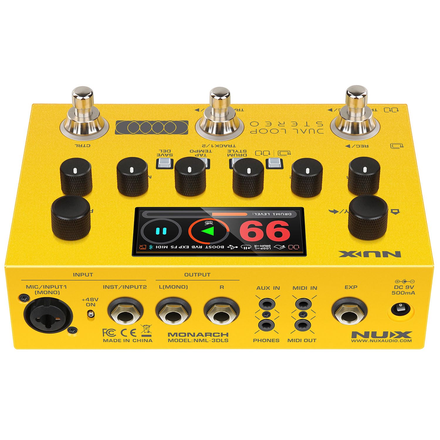 NU-X Dual Loop Stereo Pedal | Multi-Effects Looper für Gitarre, Bass & Gesang mit Drum Machine, USB-Aufnahme, MIDI & Footswitch für Live-Performance