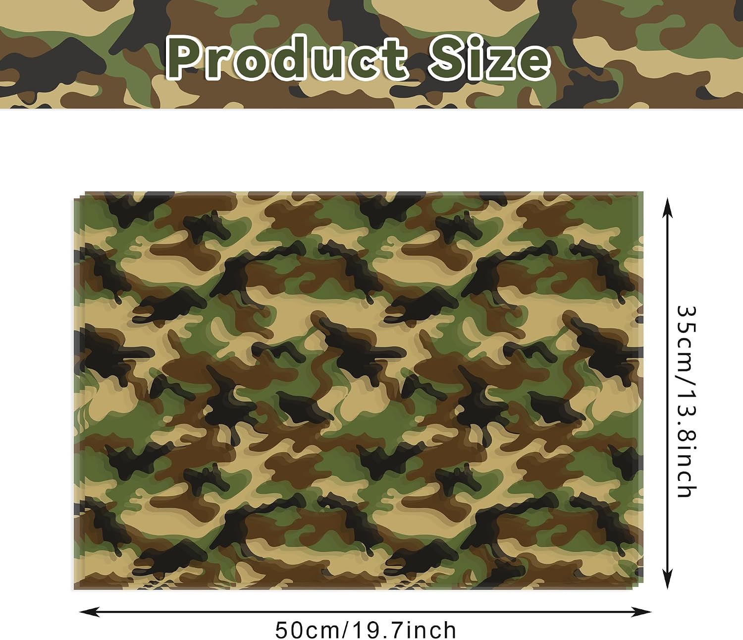 50 Sheets Camo Tissue Paper Bulk, 20 x 14 Inches Green Black Brown Jungle Camouflage Pattern Gift Wrapping Tissue Paper, Military Style Camo Tissue Paper for Gift Bags, Boys Birthday, Camping Themed