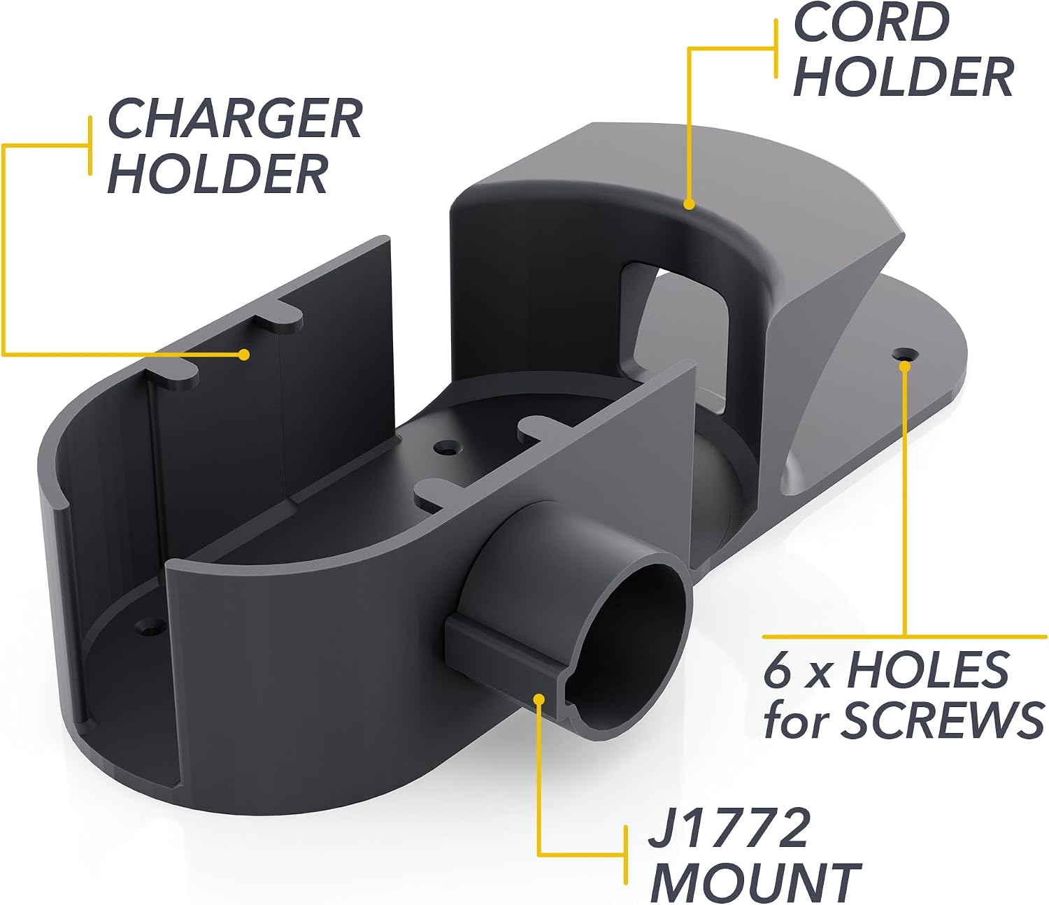 Portable Charger Wall Mount for Rivian - Cable Organizer, J1772 Connector Mount with Cord Holder & Charging Unit Bracket