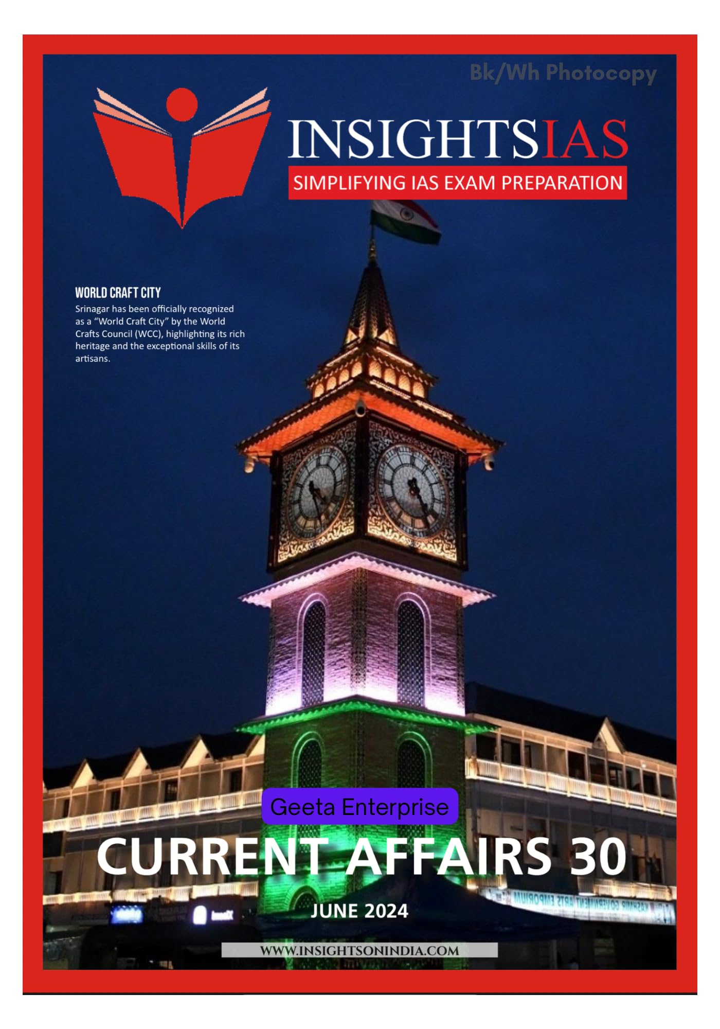 Insights Current Affairs, June 2024 Bk/wh photocopy