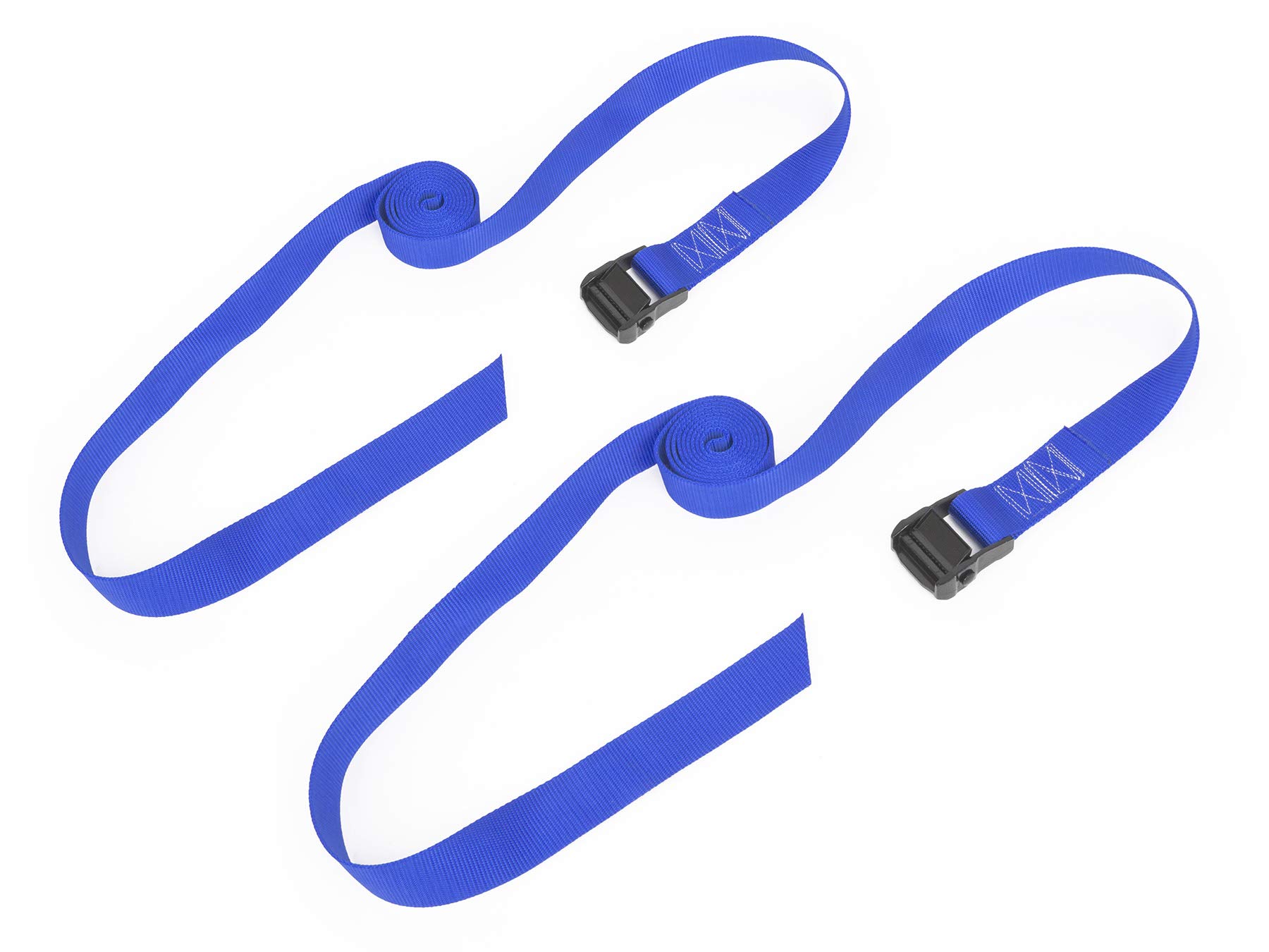 PowerTye 1.5in x 8ft Special Edition Heavy-Duty Lashing Strap with Heavy-Duty Buckle - Made in USA - 300 lb. Working Load Limit - Blue - 2-Pack