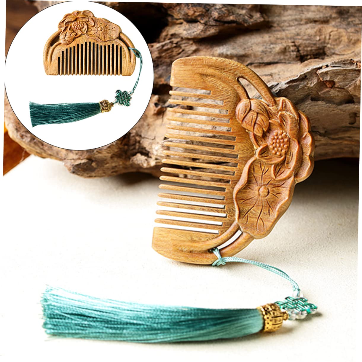 Chinese Wooden comb Thickened Boutique Old Peach Wood Comb Carved Electrostatic  main image 3