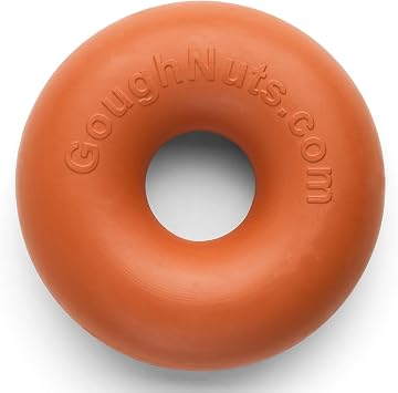 Goughnuts Virtually Indestructible Ring Durable Dog Chew Toy - Strong, Tough Rubber Chewing Toy for Small Breeds, Orange, Size Small, 10-40 Lbs (.75 Size)