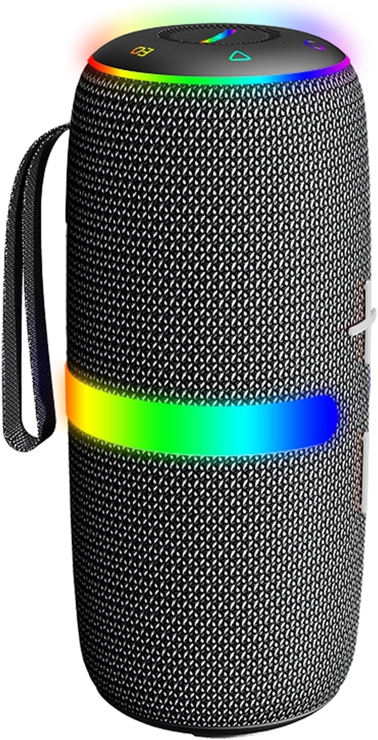 TERRIFI Portable Bluetooth Speaker, IPX6 Waterproof Outdoor Speaker, 30W Stereo Sound with LED Light, BT5.2, TWS Surround Pairing, Cool Gadgets for Party, Camping, Cycling, Outdoor, Beach, Home