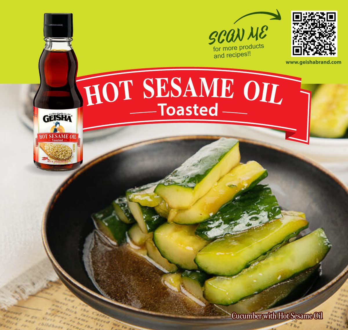 GEISHA Hot Sesame Oil 6.2 FL OZ. (Pack of 12) Hot Sesame Oil| Kosher Certified – Vegan – Gluten Free – No Food Additive – Product of Taiwan – Contain Essential Fatty Acid (Polyunsaturated Fat 6g & Monounsaturated Fat 5g)