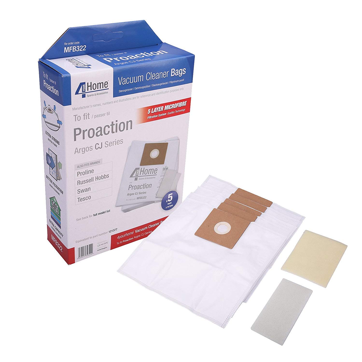 4Yourhome 5 Layer Microfibre Vacuum Cleaner Bags For Proline Vacuum Cleaners - Pack Of 10