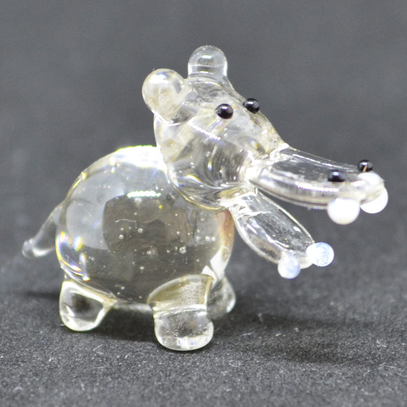 1" Micro Glass Hippo Figure Art Glass Hippo Statue Blown