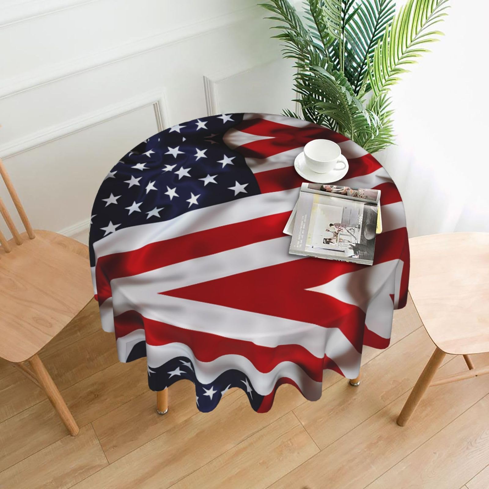 hhxvcv American Flag Round Tablecloth – Dining Table Cover