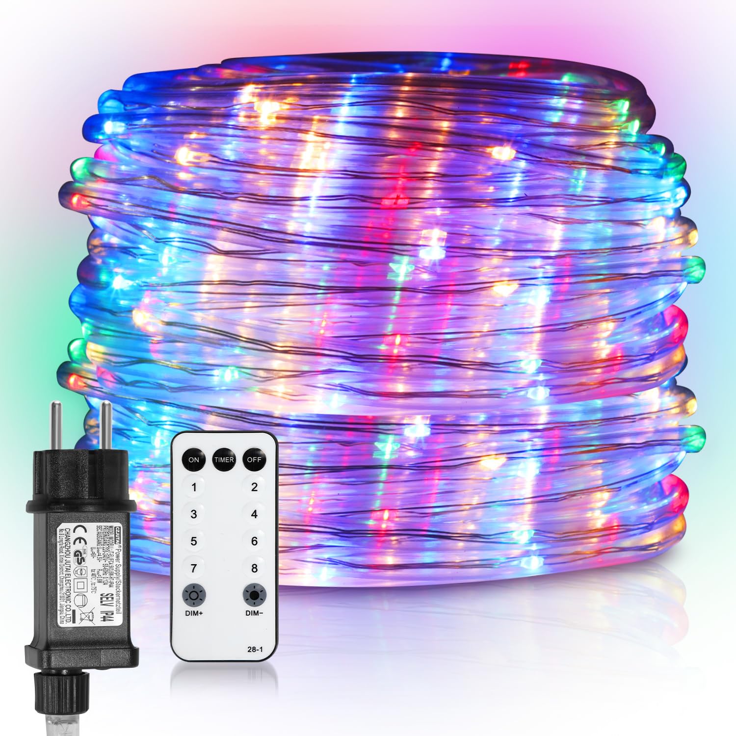 Tubo de luz de 20 m, multicolor, mando a distancia, regulable, IP65