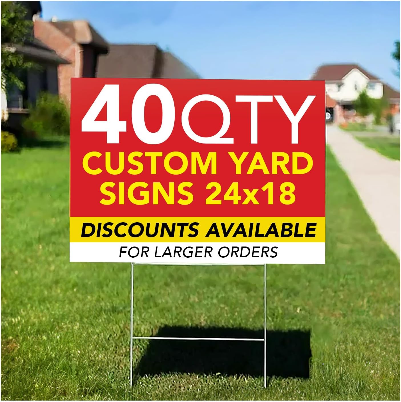 40QTY Custom Yard Signs With Stakes, Double Sided, Personalized Printed, Full Color Lawn Signs, Design Your Own Outdoor, Size 18x24