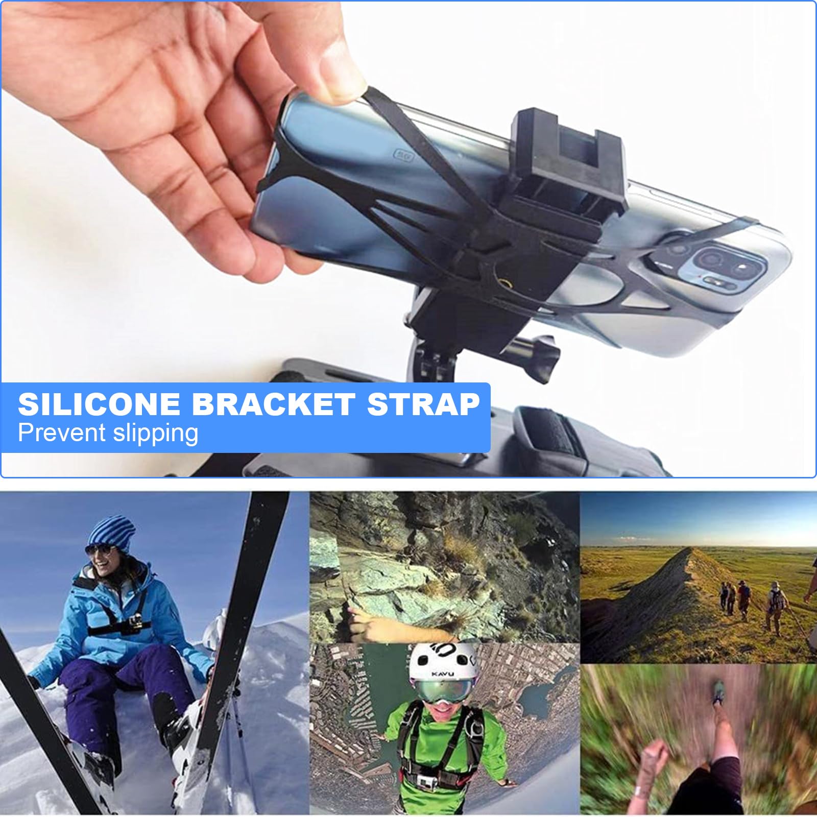 Multifuncional Soporte Movil Pecho, Pecho Pechera para Grabar con el Movil, Accesorios Camara Deportiva Adecuado para Ciclismo, Motocicleta, Esquí y Otros Vídeos Deportivos