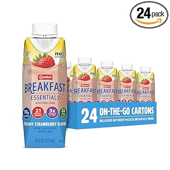 Carnation Breakfast Essentials Ready-to-Drink Creamy Strawberry, 8 FL OZ Carton,8 Fl Oz (Pack of 24)