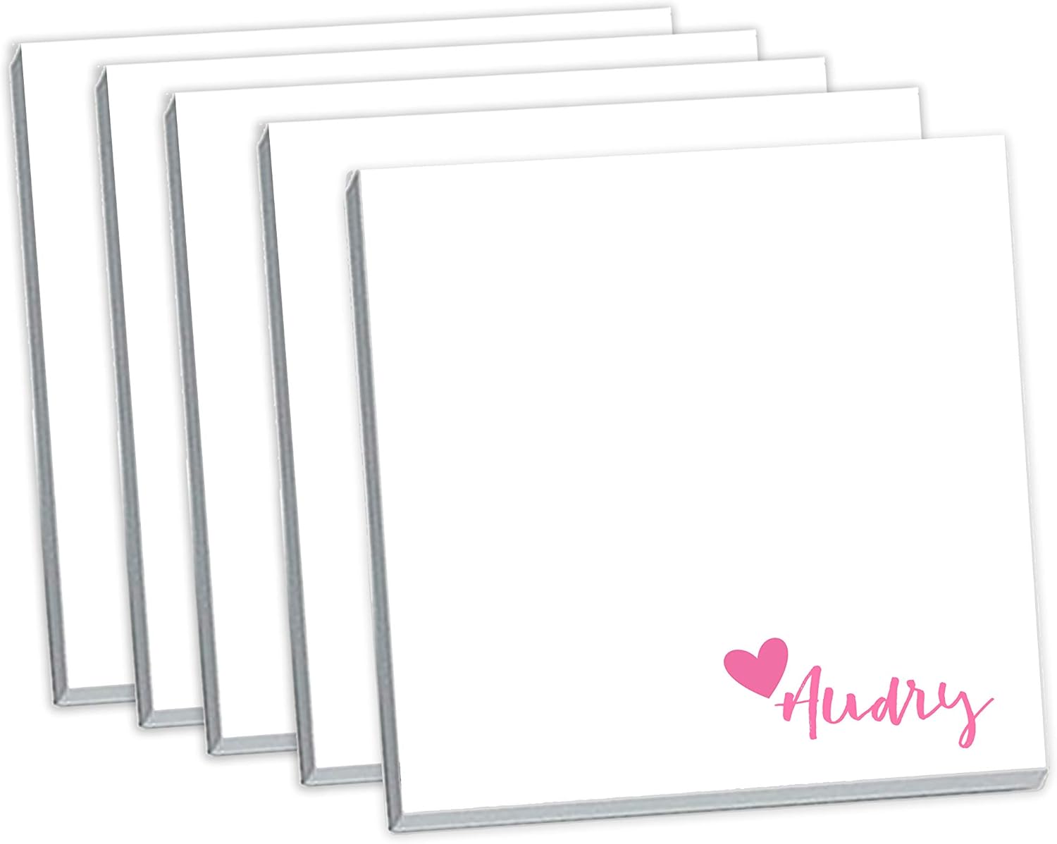 Heart and Name Custom Sticky Notes // 3x3 Sticky Note pad // Pink, Fun Design, Customizable, Personalized Name, Teacher Appreciation, Gift idea, Office Stationery (5)