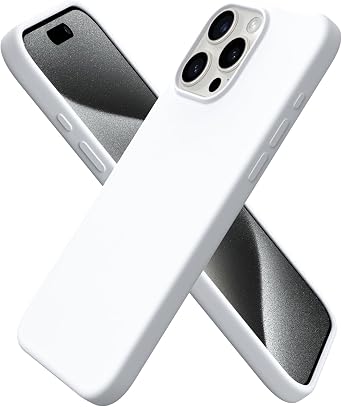 ORNARTO for iPhone 15 Pro Max Case, Liquid Silicone, White