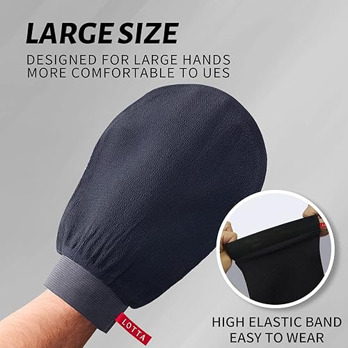 Miniatura 8 de Lotta Guantes exfoliantes, 2 unidades, guantes de exfoliación profunda de 150D para ducha, exfoliante, exfoliante, guantes de piel para limpiar la