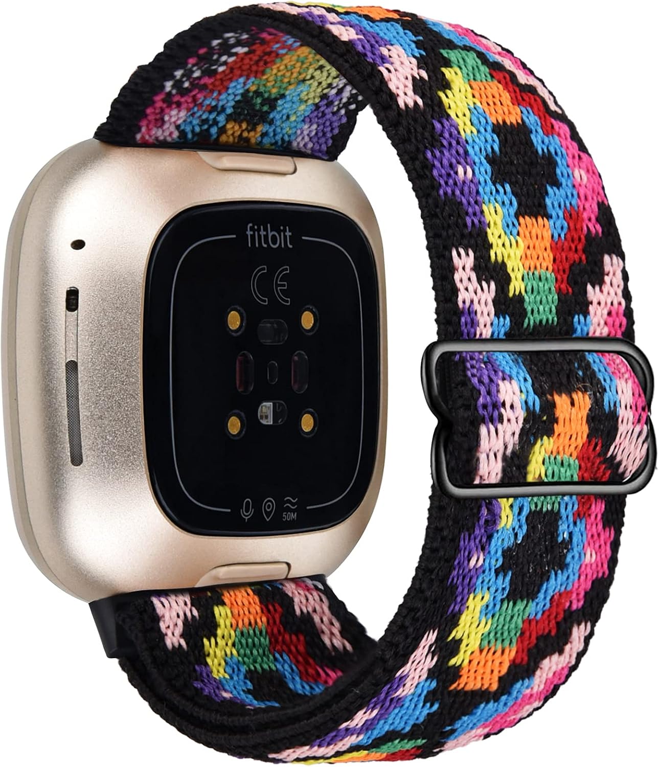 VISOOM Stretchy Band Compatible with Fitbit Versa 3 & Sense - Nylon Sport Loop Strap Accessories Elastics Smart Watch Bands Replacement for Men Women