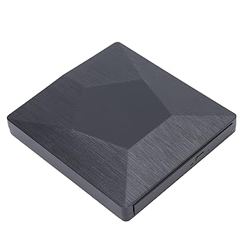 DVD Player for Laptop, External DVD Drive Smart Compatibility Plug and Play 2 Data Interface Read and Burn with Data Line for Young People for Home for Office(Black)