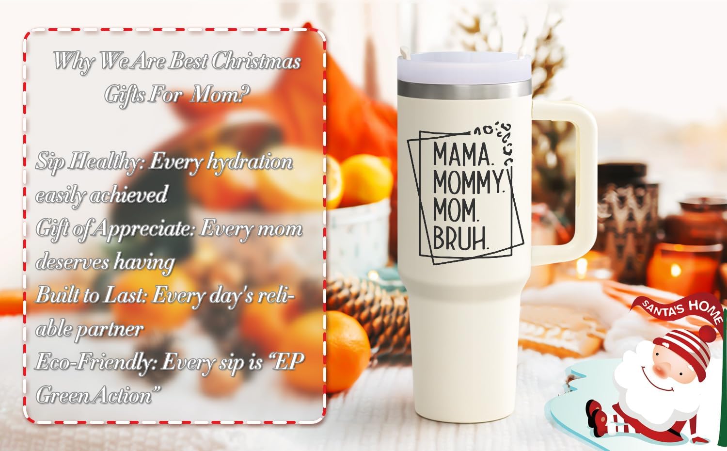 LiqCool Mama Mommy Tumbler with Handle - 40 Oz, Funny Mom Gifts for Birthday, Mother's Day & Christmas - Image 2