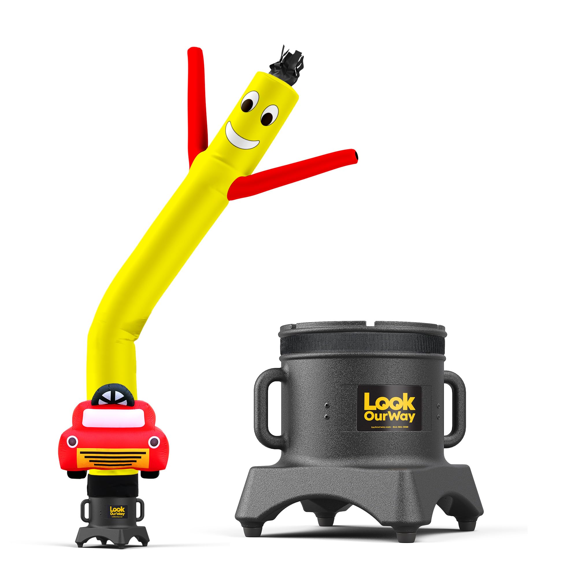 LookOurWay Air Dancers Inflatable Tube Man Set - 10ft Tall Wacky Waving Inflatable Dancing Tube Guy with 12-Inch Diameter Blower for Business Promotion - Car Shape