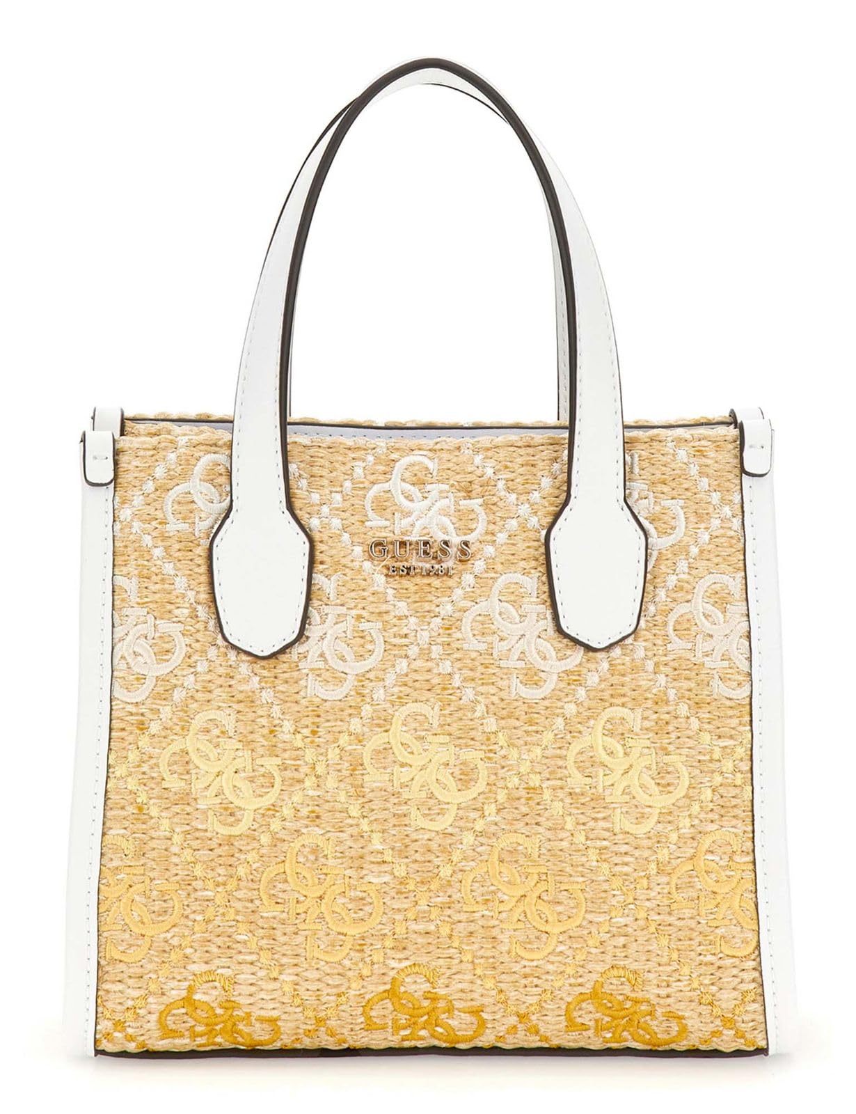 Sac cabas GUESS Silvana Mini en toile imprimé logo cornsilk avec deux compartiments - 4