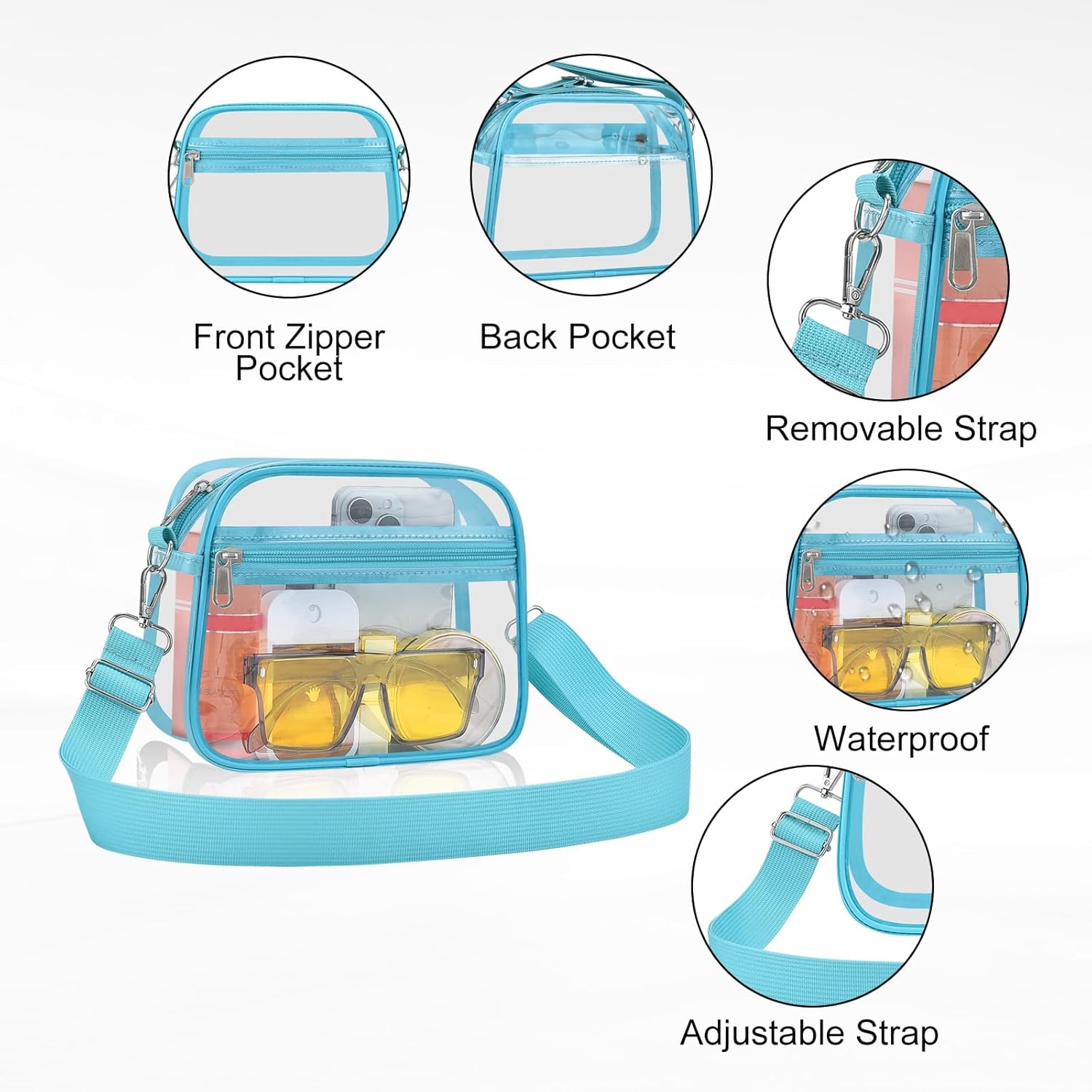 Clear Bag for Stadium Events Clear Sports Fan Handbags Purses with Adjustbale Strap for Concerts Festivals Game Day - Image 3