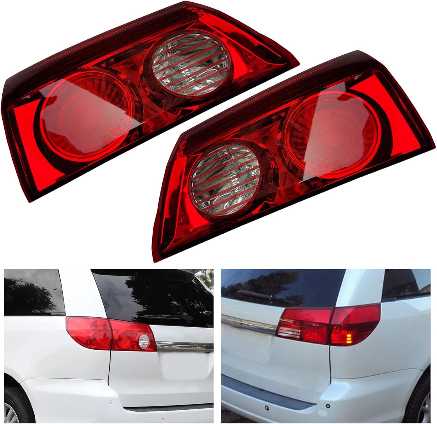 Inner Tail Gate Light for Toyota Sienna 2006-2007 2008 2009 2010, Left & Right Rear Lamp Assembly Pair, Direct Replacement OEM 81670AE020 81680AE020 (A pair)