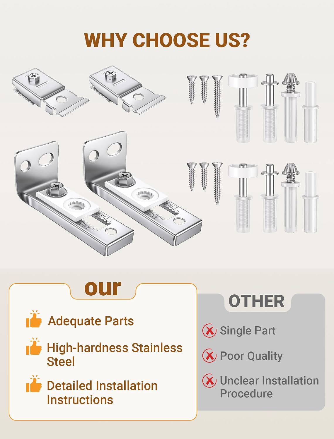 Bifold Door Hardware Repair Kit, 2 Set Bi-fold Sliding Closet Doors Replacement Parts with Top & Bottom Brackets, Pivots & Guides Wheel, Closet Door Hardware Kit for Folding Pocket & Accordion