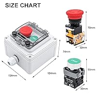 Vista 7 de IP67 Caja Impermeable para Exteriores 2 Botones Pulsadores (Letra) Botón de Parada de Emergencia Botón Pulsador Momentáneo con Cubierta Protectora