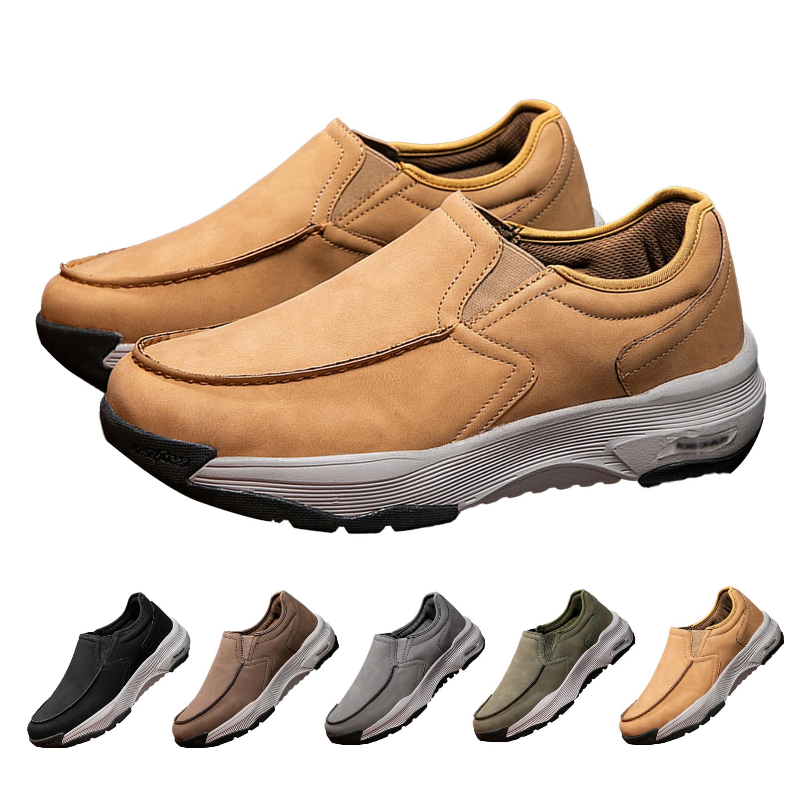 Zapatos de senderismo ligeros sin cordones para hombre, zapatillas de trekking de horma ancha