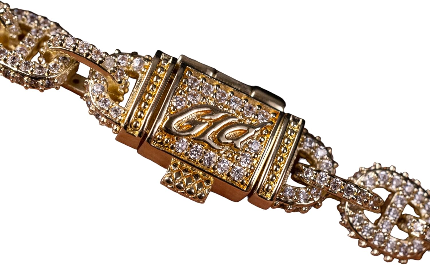 GLD Shop Micro Iced Valentina Chain Bracelet - 6/7/8/9 Inch Lengths - Gold/White Gold - Unisex