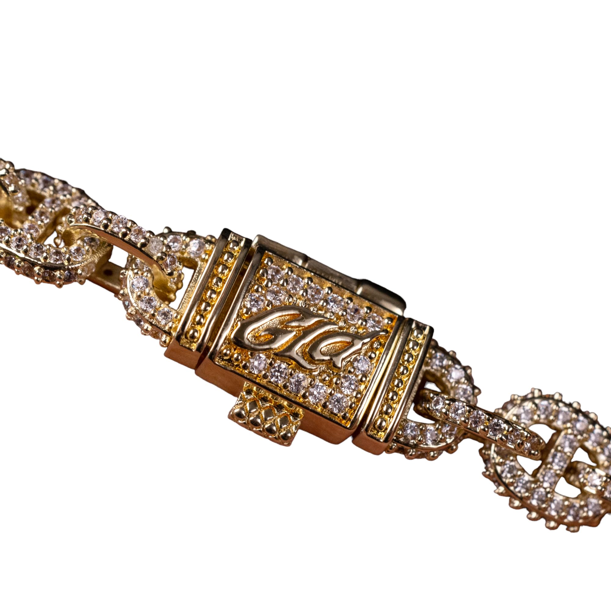 GLD Shop Micro Iced Valentina Chain Bracelet - 6/7/8/9 Inch Lengths - Gold/White Gold - Unisex