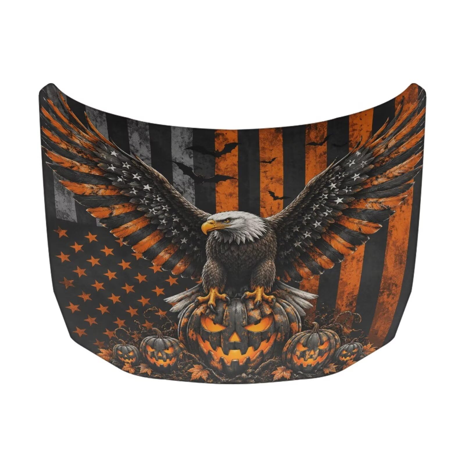 Halloween Eagle Design Car Hood Cover Protector for SUV Sedans Trucks 59×39 Inch Stretchable Car Hood Wrap Blankets Waterproof Sun Proof Auto Patriotic Decorations