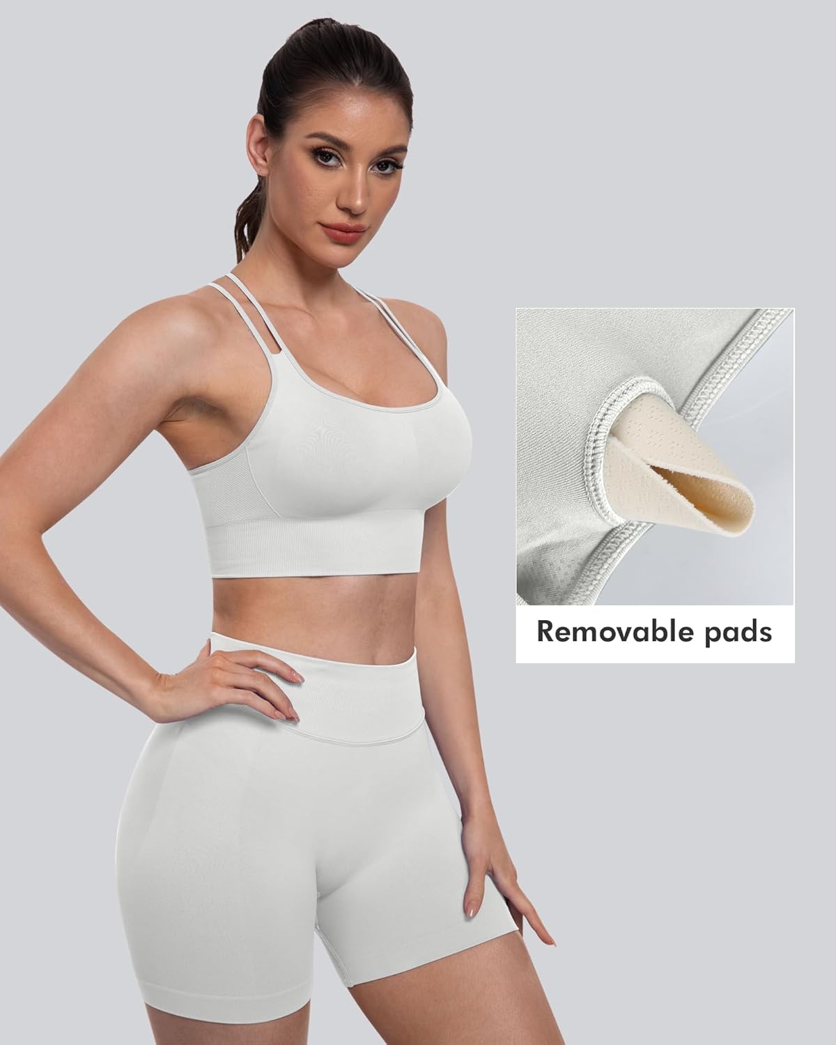 CHRLEISURE Sports Bras for Women, 4 Packs Padded High Support Workout Yoga Seamless Criss-Cross Racerback Bras - Image 2