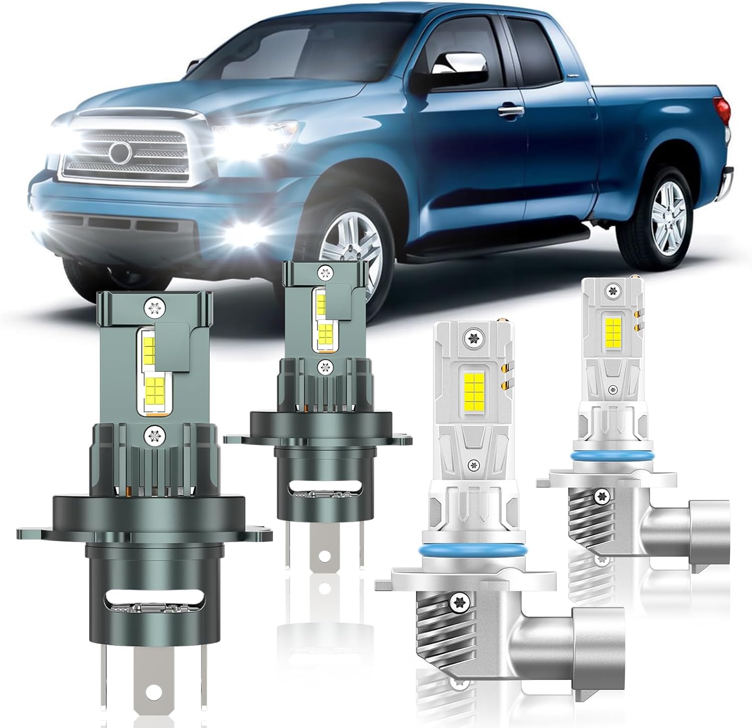 Compatible with Toyota Tundra 2000-2006 Fog Bulbs, High&Low Beam Fog Light Bulbs Combo, 800% Super Bright 6000K Cool White, Plug and Play, Pack of 4