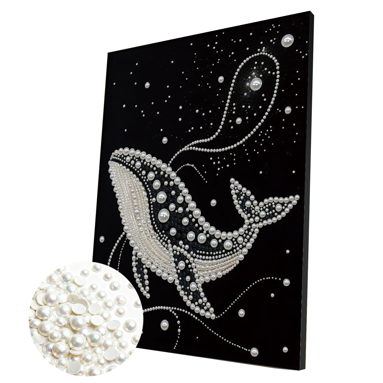 DIY Pearl Painting Kit with Wooden Frame, 3D Plastic Pearl Gemstone Ocean Art Craft for Adults Beginners, Diamond Art Kits for Adults, Home Wall Decor Ready Gift for Women(Whale)(30 * 40cm)